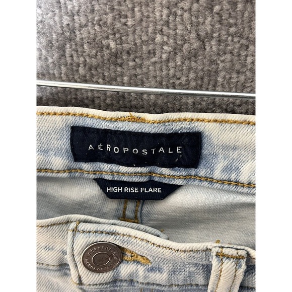 Aeropostale High Rise Flare Jeans Womens Size‎ 8 Acid Wash Distressed Denim - Picture 3 of 15